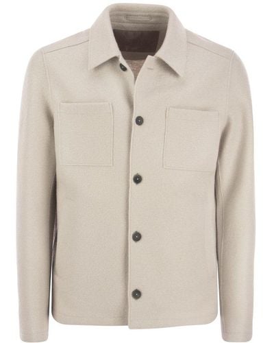 Herno Long-sleeved Buttoned Shirt Jacket - Natural