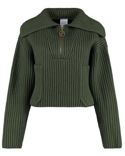 Patou Chunky Knit Cropped Sweater - Green