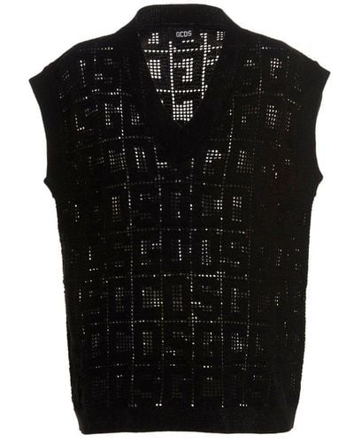 Gcds 'monogram Macramè' Vest - Black