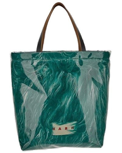 Marni Covered Shearling Tote Bag - Green