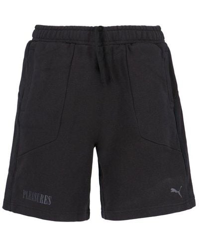 PUMA Logo Printed Drawstring Shorts - Black