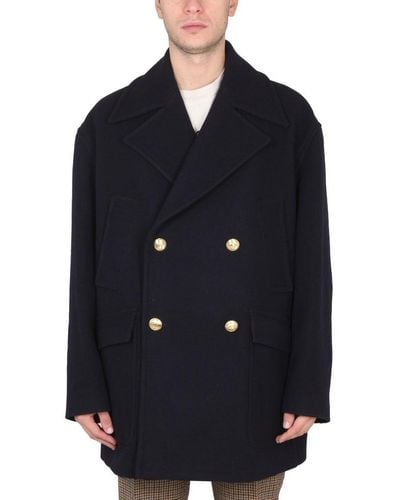 Palm Angels Double-breasted Coat - Blue