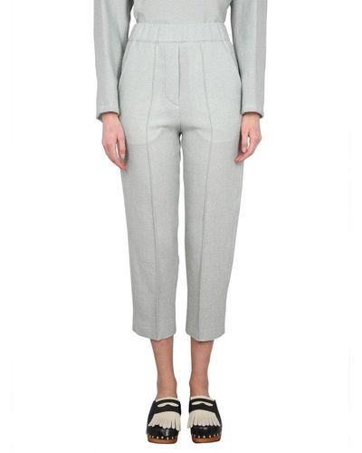 Alysi Cropped Tailored Trousers - Grey