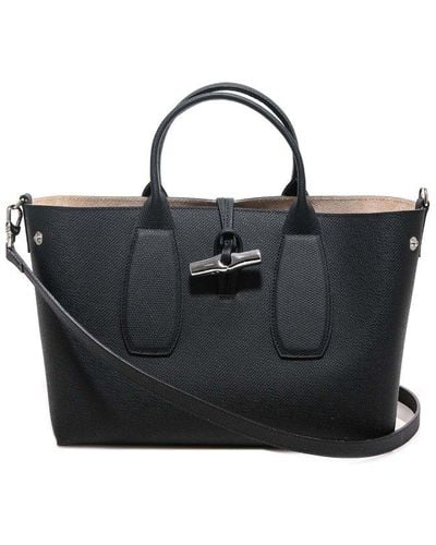 Longchamp Roseau Medium Top Handle Bag - Black