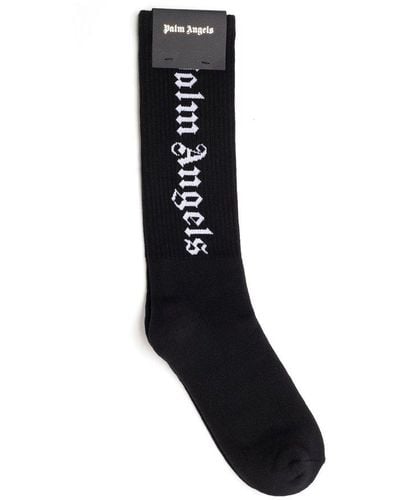 Palm Angels Logo Intarsia Socks - Black