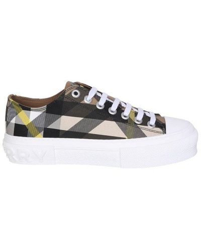 Burberry Exaggerated Check Canvas Platform Sneaker - Multicolor
