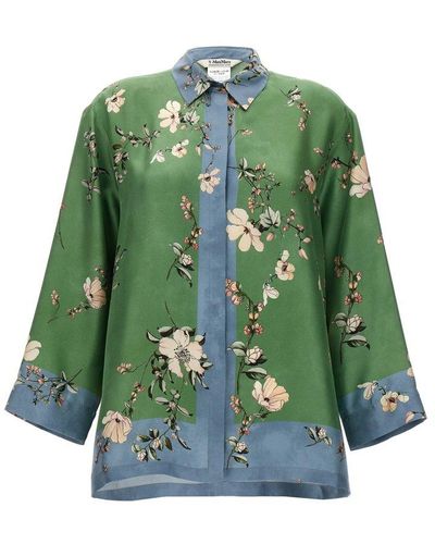 Max Mara Floral Printed Long-sleeved Shirt - Green