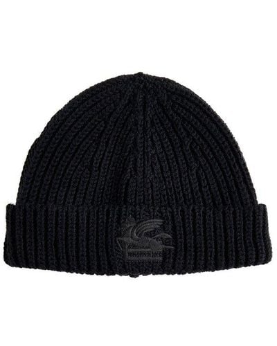 Etro Logo-embroidered Knitted Beanie - Blue