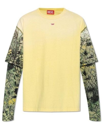 DIESEL Long Sleeve T-shirt 't-wesher-n5', - Yellow