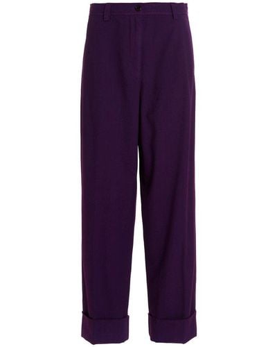 Dries Van Noten Straight Leg Trousers - Purple