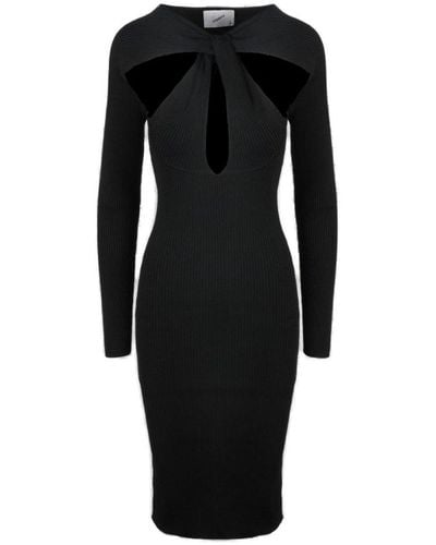 Coperni Cut-out Draped Midi Dress - Black