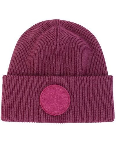 Canada Goose Beanie With Patch - Purple