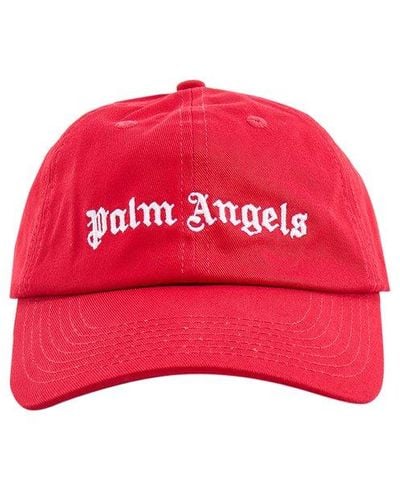 Palm Angels Embroide Logo Cotton Baseball Cap - Red