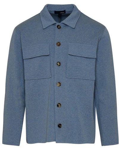 Lardini Straight Hem Knitted Shirt - Blue