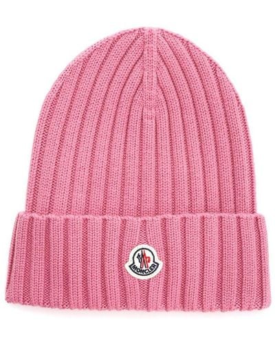 Moncler Ribbed Hat - Pink