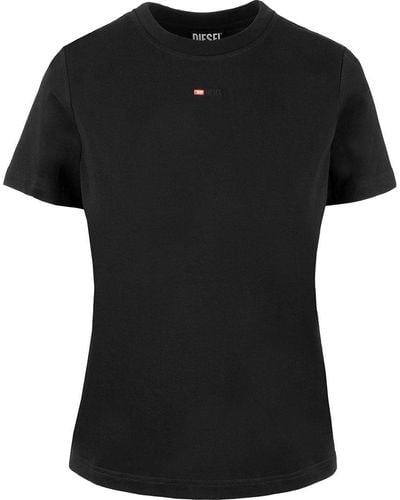 DIESEL T-shirt With Embroidered Micro Logo - Black
