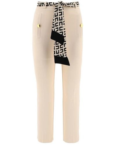 Elisabetta Franchi Trousers In Double Layer Stretch Crêpe - Natural