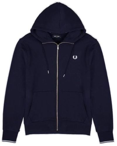 Fred Perry Logo-embroidered Drawstring Hoodie - Blue