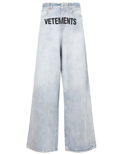 Vetements Embroidered Logo baggy Jeans - Blue