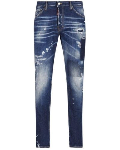 DSquared² Tiffany Distressed Mid-rise Jeans - Blue