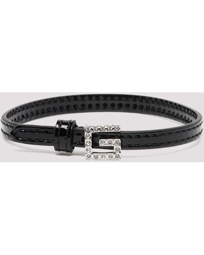 Gucci Leather Bracelet With Square G - Black