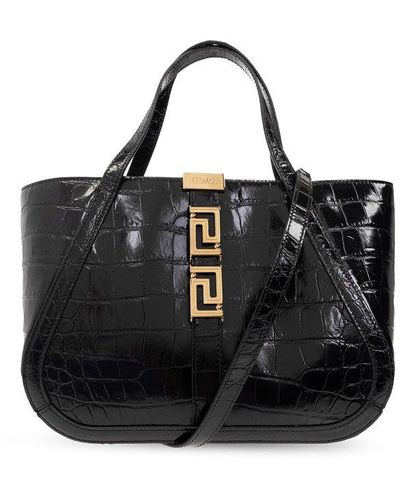Versace Greca Goddess Large Top Handle Bag - Black