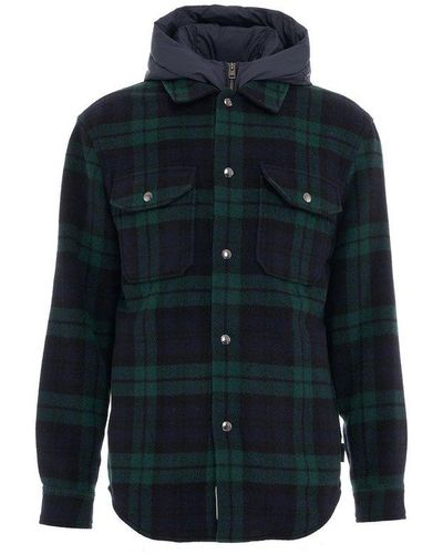 Woolrich Detachable Hood Checked Jacket - Blue
