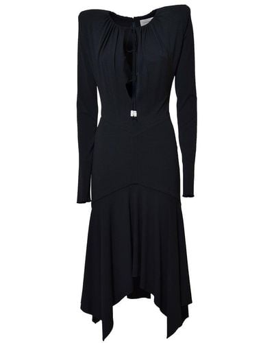 Alexandre Vauthier Drawstring Neck Long-sleeved Midi Dress - Black