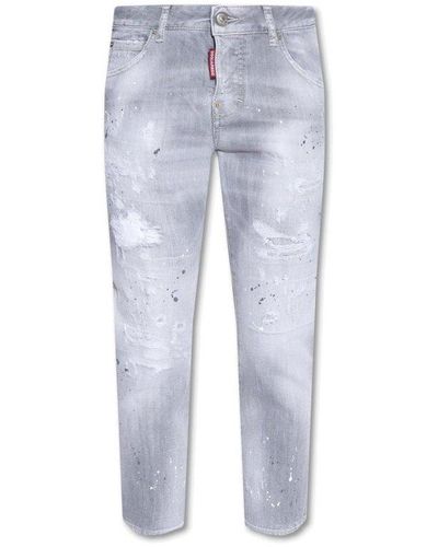 DSquared² Distressed-effect Cropped Jeans in Blue | Lyst