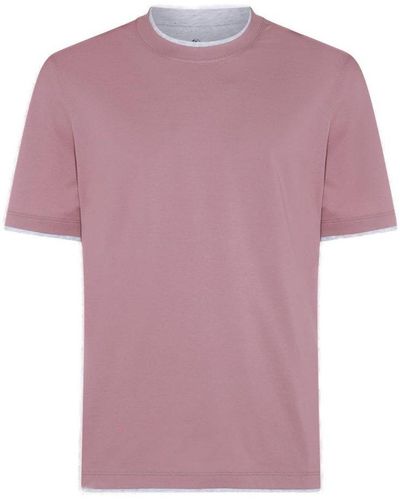 Brunello Cucinelli Short Sleeved Crewneck T-shirt - Purple
