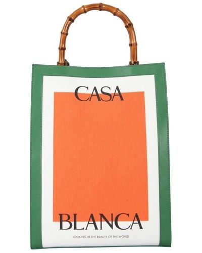 Casablancabrand Logo Print Color-block Tote Bag - Orange