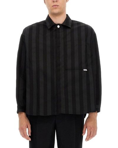 Sunnei Striped Denim Overshirt - Black