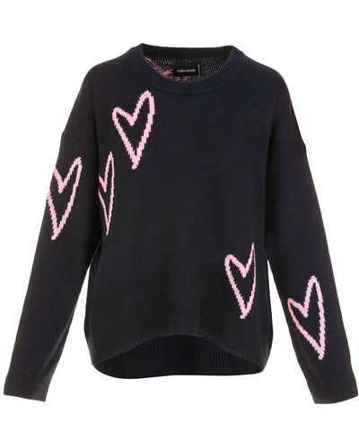 Zadig & Voltaire Markus Heart Knitted Sweater - Blue