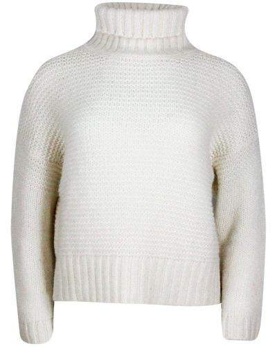 Antonelli Long-sleeved Turtleneck Knitted Jumper - White