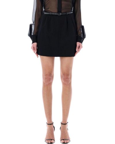 Saint Laurent Belted Mini Skirt - Black
