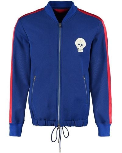 Alexander McQueen Skull Patch Zipped Jacket - Blue