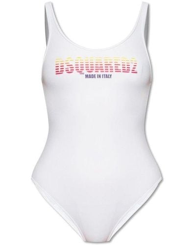 DSquared² Logo Printed One-piece Swimsuit - White