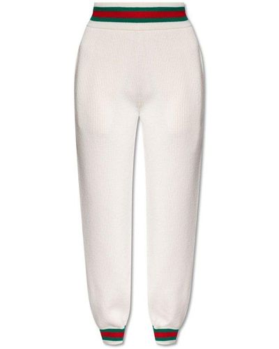 Gucci Web Trim Ribbed Trousers - White