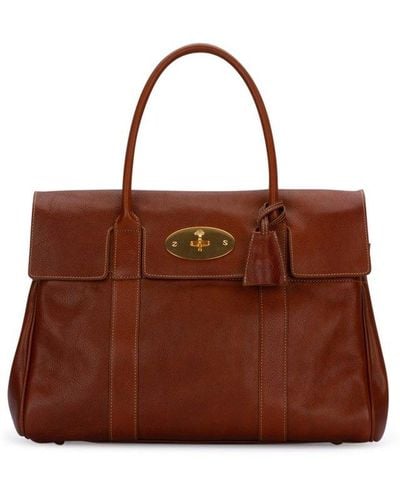 Mulberry Tonal Stitched Tote Bag - Brown