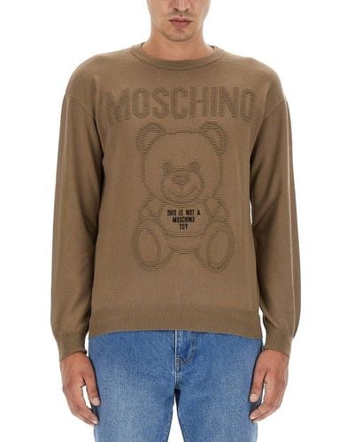Moschino Teddy Bear-motif Crewneck Sweatshirt - Blue