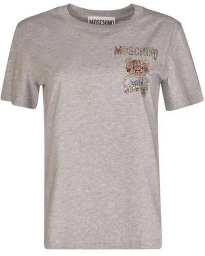 Moschino Embellished Bear T-Shirt - Grey
