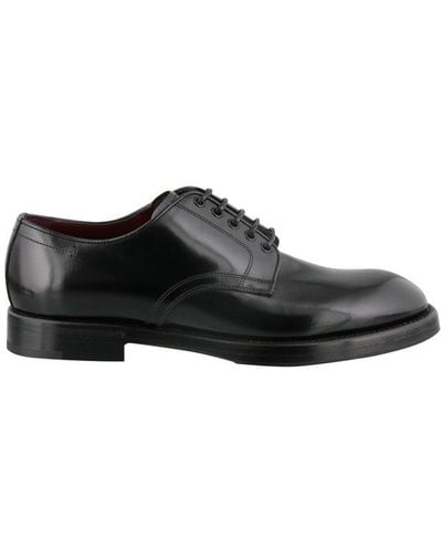 Dolce & Gabbana Leather Lace Up Derby Shoes - Black