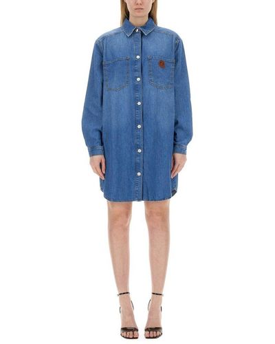 Moschino Jeans Denim Mini Dress - Blue