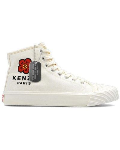 KENZO Logo Embroidered High-top Sneakers - White