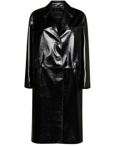 Prada Single-breasted Long-sleeved Coat - Black