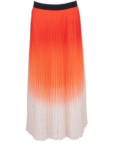 Karl Lagerfeld Pleated Mesh Ombre Skirt - Orange