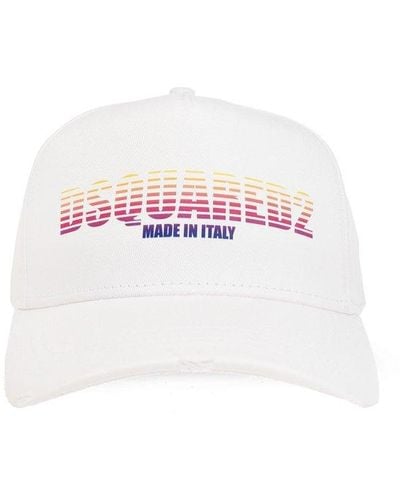 DSquared² Logo-printed Curved Peak Distressed Baseball Cap - Pink