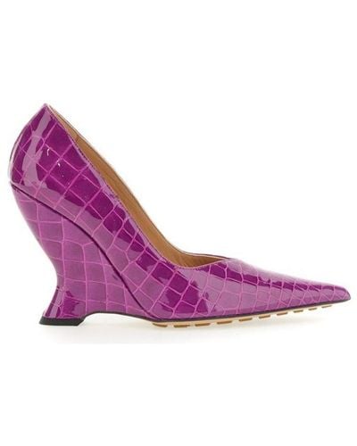 Bottega Veneta Embossed Punta Court Shoes - Purple
