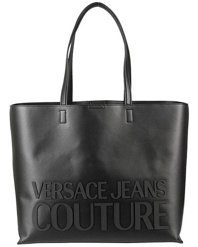Versace Logo-embossed Top Handle Bag - Black