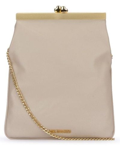 Love Moschino Logo Lettering Heart-clasp Crossbody Bag - Natural